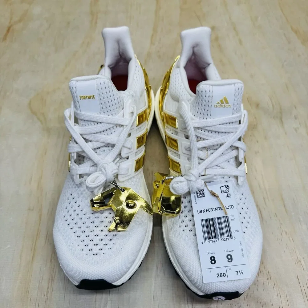 NEW Adidas X Fortnite Victory Crow Ultraboost White Gold Men's Shoes Sz 8
